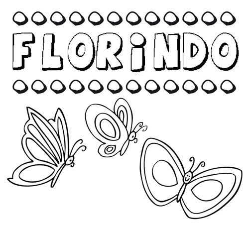 Desenho do nome Florindo para imprimir e pintar. Imagens de nomes