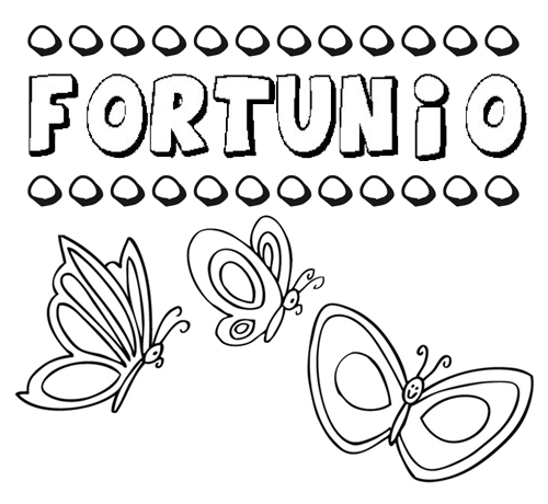 Desenho do nome Fortunio para imprimir e pintar. Imagens de nomes