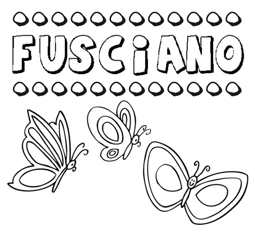 Desenho do nome Fusciano para imprimir e pintar. Imagens de nomes
