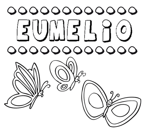 Desenho do nome Eumelio para imprimir e pintar. Imagens de nomes