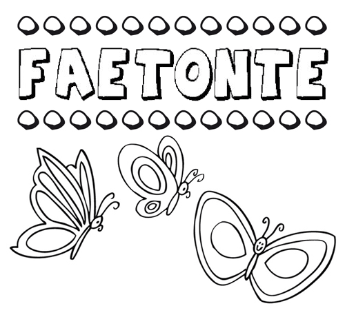 Desenho do nome Faetonte para imprimir e pintar. Imagens de nomes