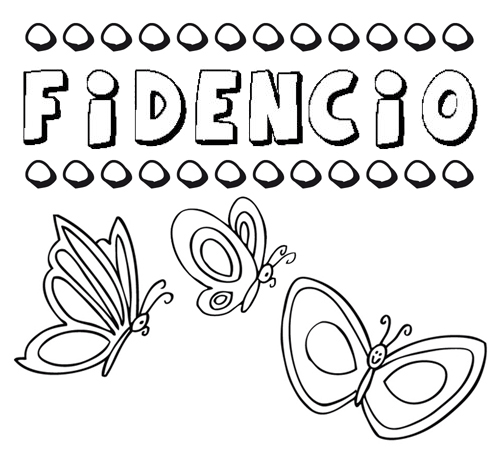 Desenho do nome Fidencio para imprimir e pintar. Imagens de nomes