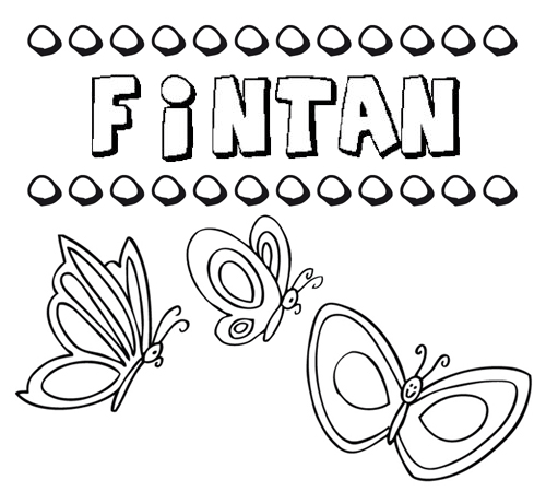 Desenho do nome Fintán para imprimir e pintar. Imagens de nomes