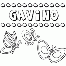 Desenho do nome Gavino para imprimir e pintar. Imagens de nomes