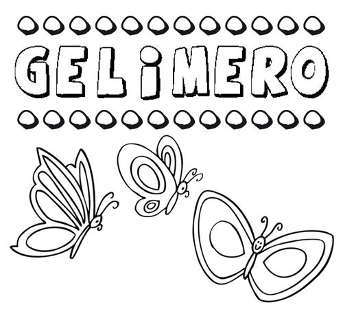 Desenho do nome Gelimero para imprimir e pintar. Imagens de nomes