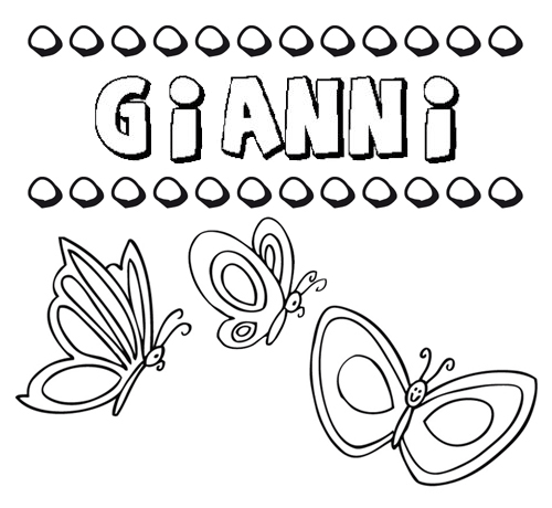 Desenho do nome Giànni para imprimir e pintar. Imagens de nomes