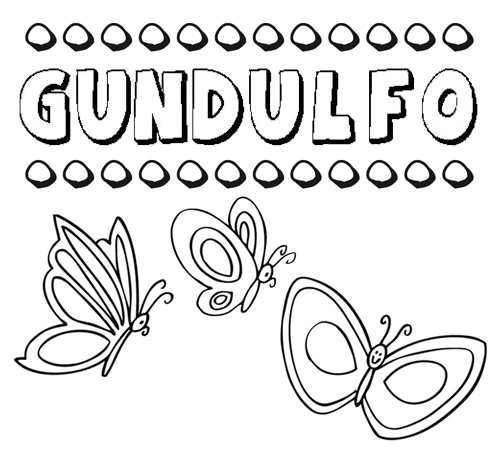 Desenho do nome Gundulfo para imprimir e pintar. Imagens de nomes