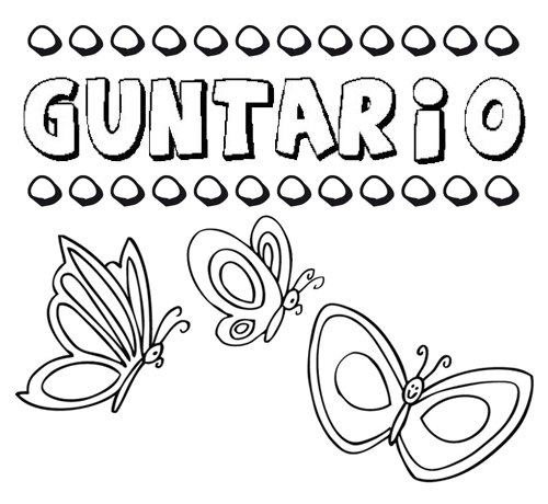 Desenho do nome Guntario para imprimir e pintar. Imagens de nomes