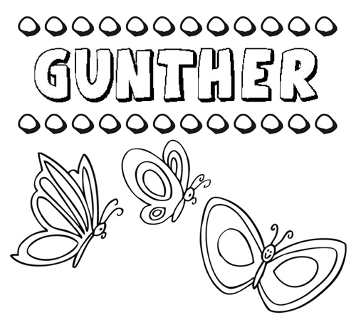 Desenho do nome Günther para imprimir e pintar. Imagens de nomes