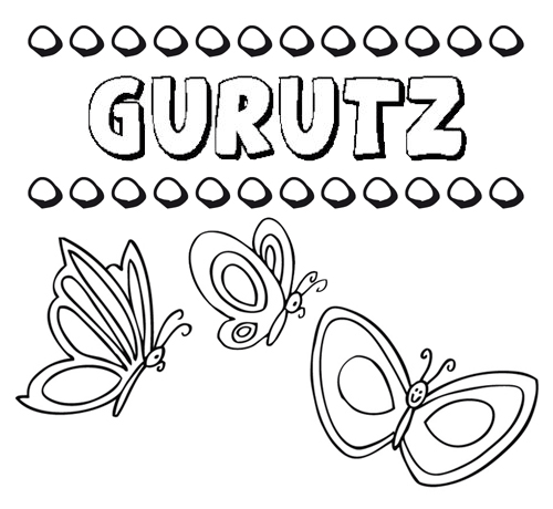 Desenho do nome Gurutz para imprimir e pintar. Imagens de nomes