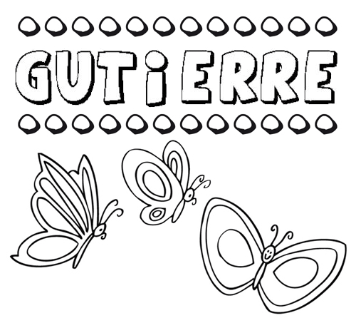 Desenho do nome Gutierre para imprimir e pintar. Imagens de nomes