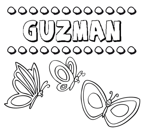 Desenho do nome Guzmán para imprimir e pintar. Imagens de nomes