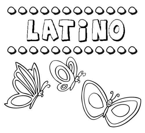 Desenho do nome Latino para imprimir e pintar. Imagens de nomes