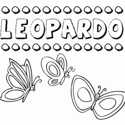 Desenho do nome Leopardo para imprimir e pintar. Imagens de nomes