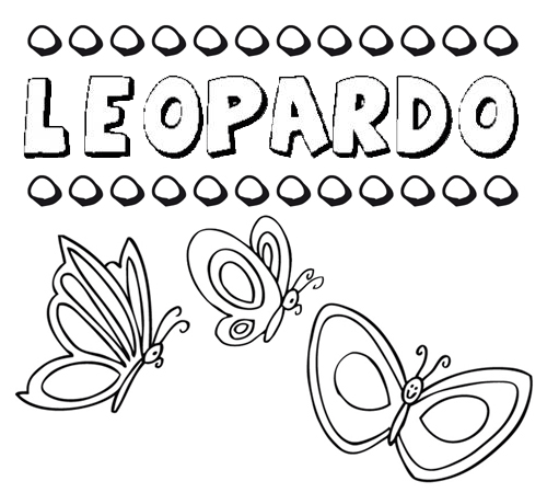 Desenho do nome Leopardo para imprimir e pintar. Imagens de nomes
