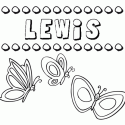 Desenho do nome Lewis para imprimir e pintar. Imagens de nomes