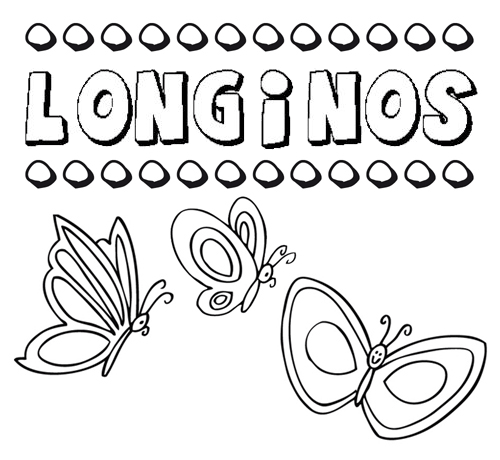 Desenho do nome Longinos para imprimir e pintar. Imagens de nomes