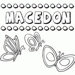 Desenho do nome Macedón para imprimir e pintar. Imagens de nomes