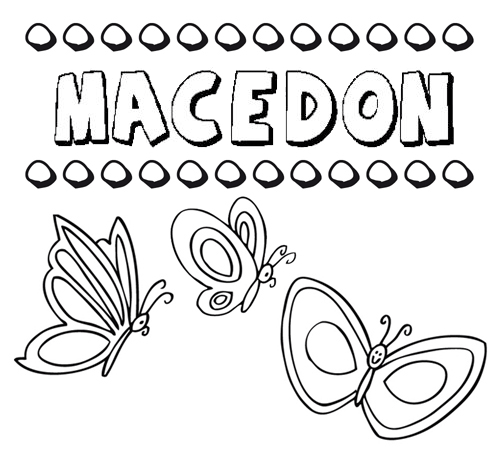 Desenho do nome Macedón para imprimir e pintar. Imagens de nomes