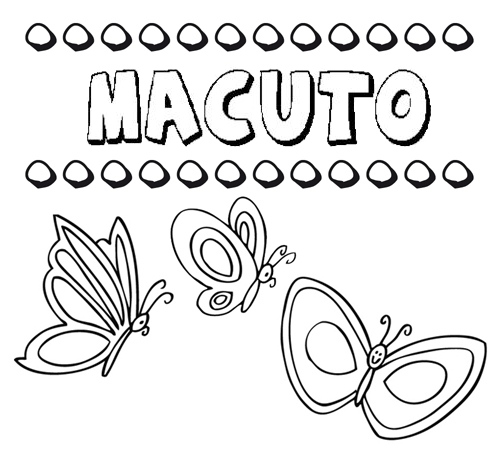 Desenho do nome Macuto para imprimir e pintar. Imagens de nomes