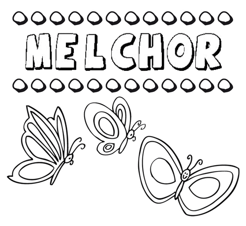 Desenho do nome Melchor para imprimir e pintar. Imagens de nomes