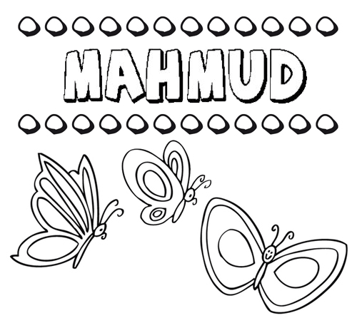 Desenho do nome Mahmud para imprimir e pintar. Imagens de nomes