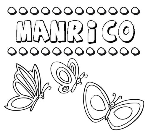 Desenho do nome Manrico para imprimir e pintar. Imagens de nomes