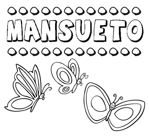 Desenho do nome Mansueto para imprimir e pintar. Imagens de nomes