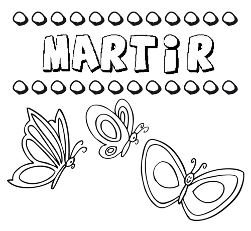 Desenho do nome Mártir para imprimir e pintar. Imagens de nomes