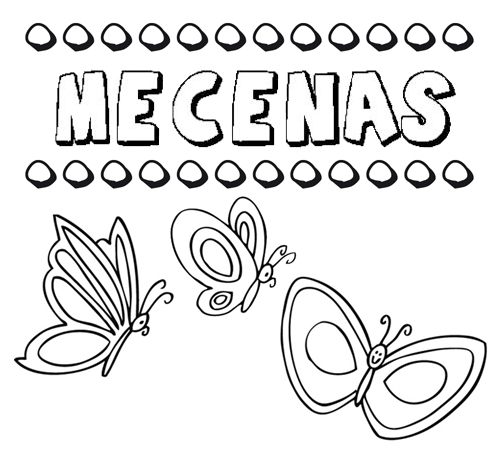 Desenho do nome Mecenas para imprimir e pintar. Imagens de nomes