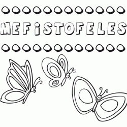 Desenho do nome Mefistófeles para imprimir e pintar. Imagens de nomes