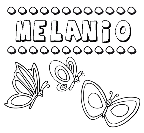 Desenho do nome Melanio para imprimir e pintar. Imagens de nomes