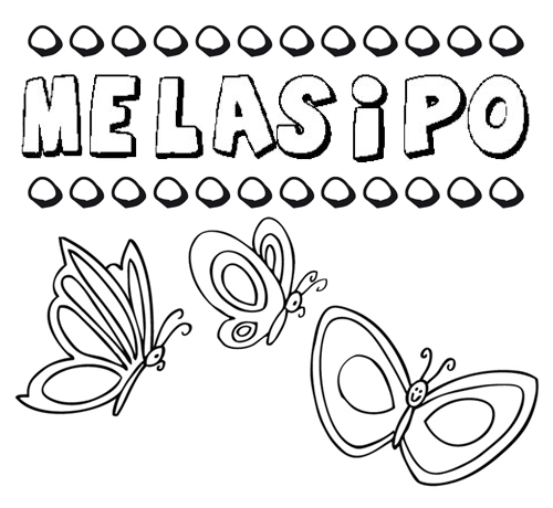 Desenho do nome Melasipo para imprimir e pintar. Imagens de nomes