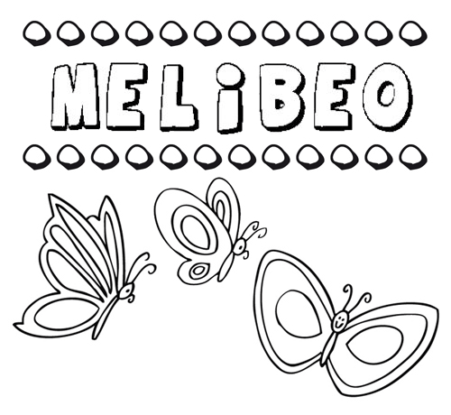 Desenho do nome Melibeo para imprimir e pintar. Imagens de nomes