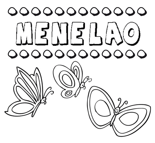 Desenho do nome Menelao para imprimir e pintar. Imagens de nomes