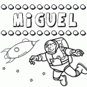 Nome Miguel para colorir. Desenhos dos nomes para pintar com as crianças