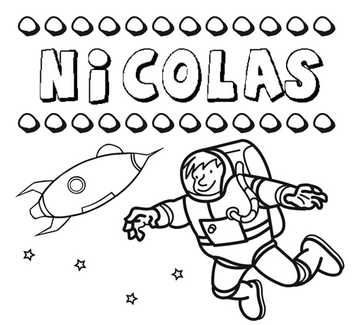 Nome Nicolás para colorir. Desenhos dos nomes para pintar com as crianças