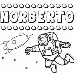 Nome Norberto para colorir. Desenhos dos nomes para pintar com as crianças