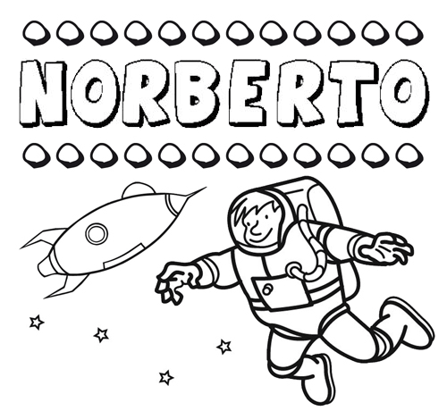 Nome Norberto para colorir. Desenhos dos nomes para pintar com as crianças
