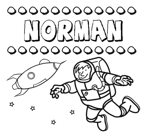 Nome Norman para colorir. Desenhos dos nomes para pintar com as crianças