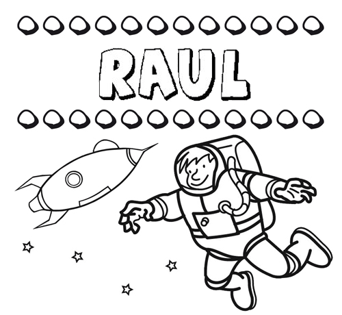 Nome Raúl para colorir. Desenhos dos nomes para pintar com as crianças