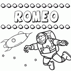 Nome Romeo para colorir. Desenhos dos nomes para pintar com as crianças