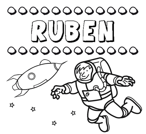 Nome Rubén para colorir. Desenhos dos nomes para pintar com as crianças
