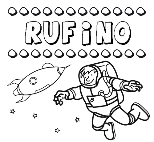 Nome Rufino para colorir. Desenhos dos nomes para pintar com as crianças
