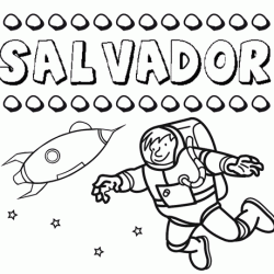 Nome Salvador para colorir. Desenhos dos nomes para pintar com as crianças