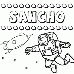 Nome Sancho para colorir. Desenhos dos nomes para pintar com as crianças