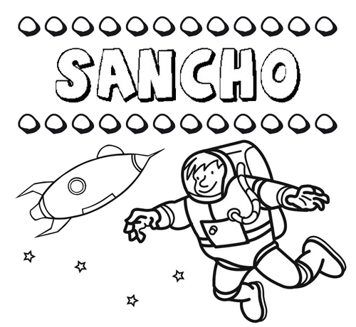 Nome Sancho para colorir. Desenhos dos nomes para pintar com as crianças