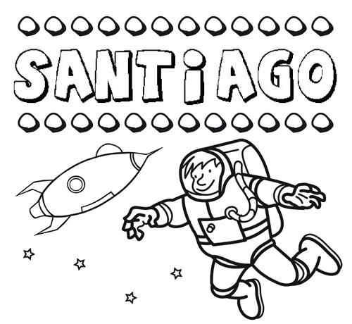 Nome Santiago para colorir. Desenhos dos nomes para pintar com as crianças