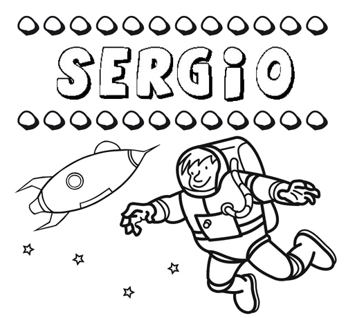 Nome Sergio para colorir. Desenhos dos nomes para pintar com as crianças