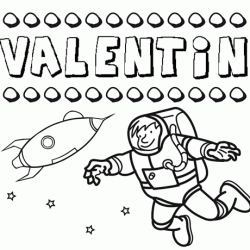 Nome Valentín para colorir. Desenhos dos nomes para pintar com as crianças